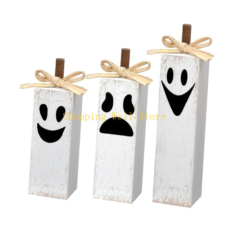 KX4B Wooden Specters Table Signs Pack Of 3 Halloween Seasonal Decors For Homes Party Displays