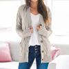 Dámský svetr Boho Patchwork Cardigan s dlouhým rukávem, otevřený přední pletený svetr, kapsy na kabáty