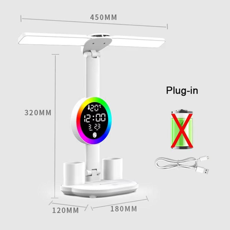 Clock Date Display Rechargeable LED Table Lamp with Clock Display Night Light & Reading Light for Home & Study Desk