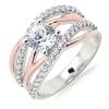 Small Jewelry Violent 14K Gold Zircon Ring Women, Cross Simple Surround Wedding Ring