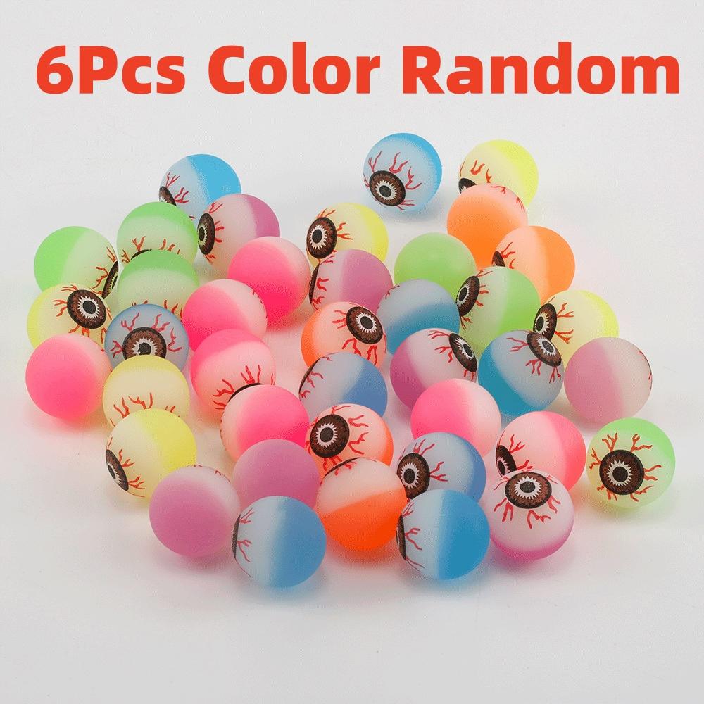 6/12 Pcs Assorted Exploding Eyes Bouncy Balls Halloween Themed Colorful Elasticity Rubber Jumping Toys for Prom Gifts
