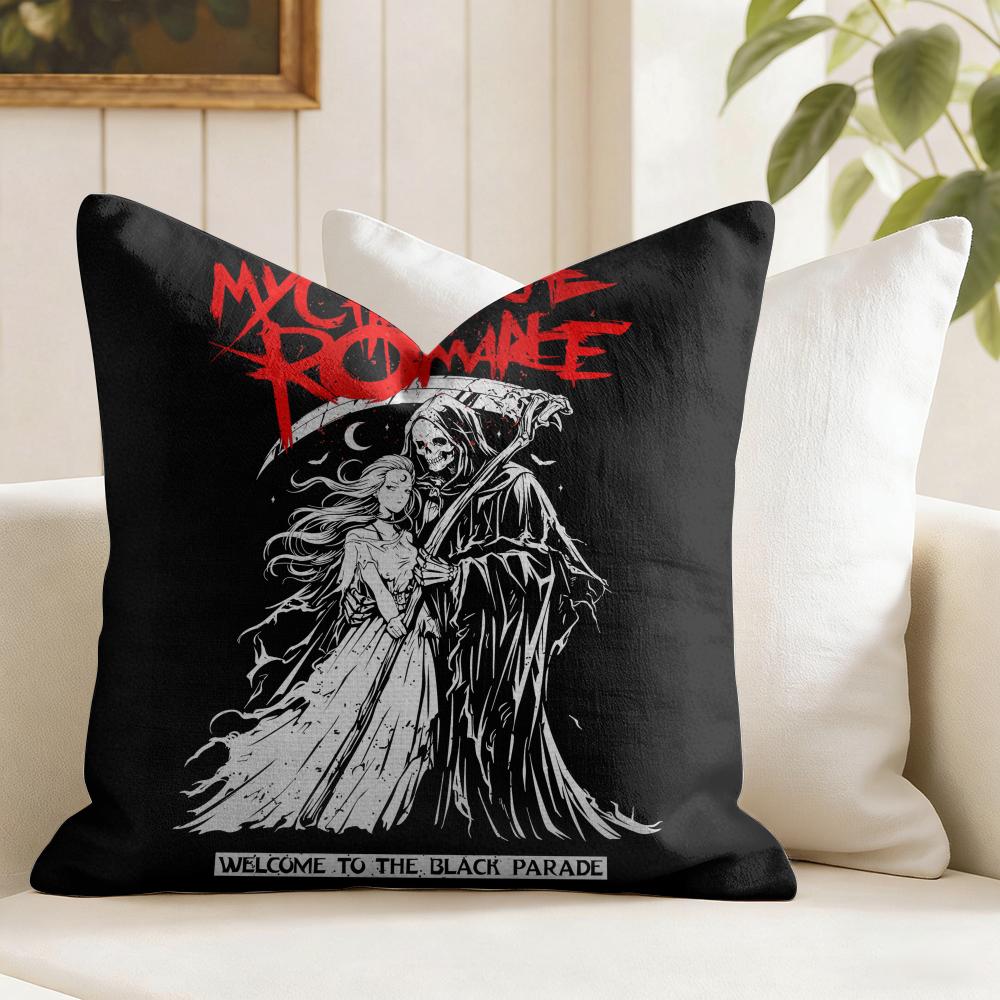 Band My CChemical RRomance Cushion Cover Eco Linen Pillow Case DoubleSided Print Breathable Durable Zipper Home Decor Gift