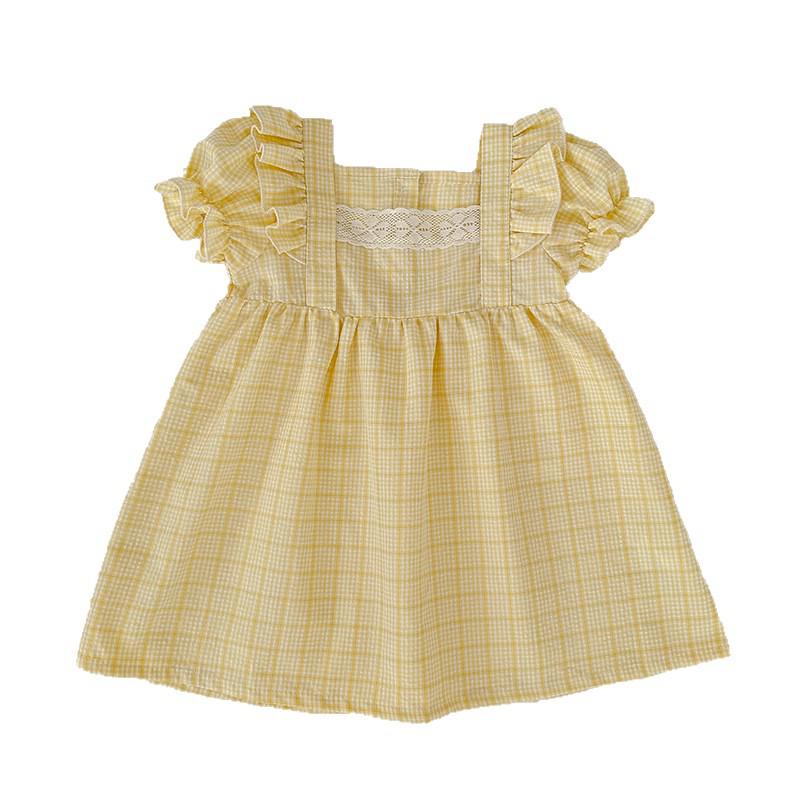 Sommer kariertes Prinzessinnenkleid & Baby Strampler Geschwister Outfits