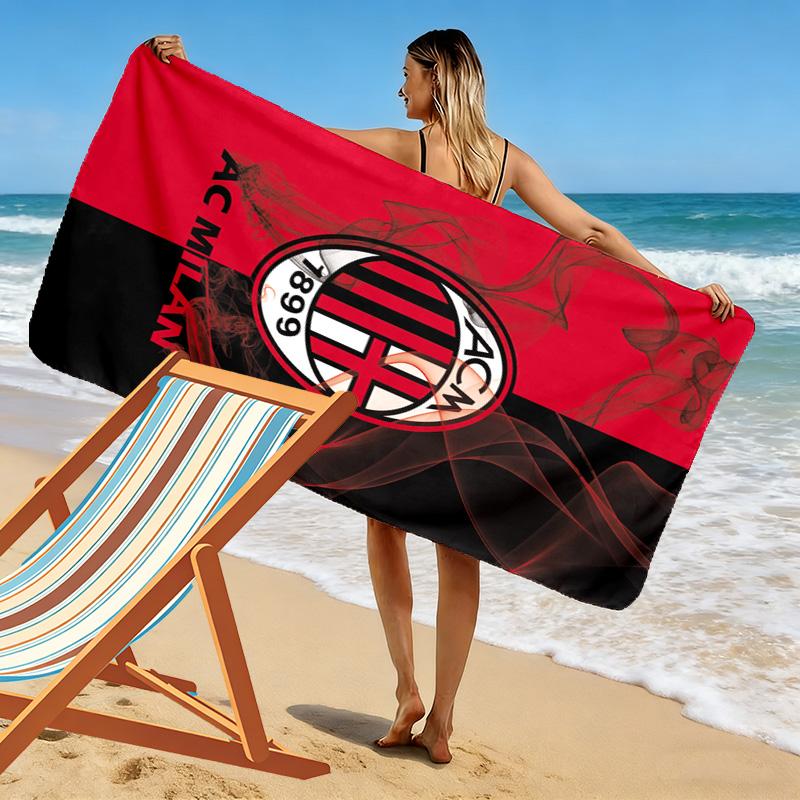 AC Mailand Print Strandtuch, Großes Weiches Schnelltrocknendes Handtuch für Strand Camping Schwimmen