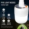 Solar Light Bulb 300W Camping Solar LED Light USB Rechargeable 5Lighting Modes Tent Hanging Bulb for Outdoor Hiking Emergency