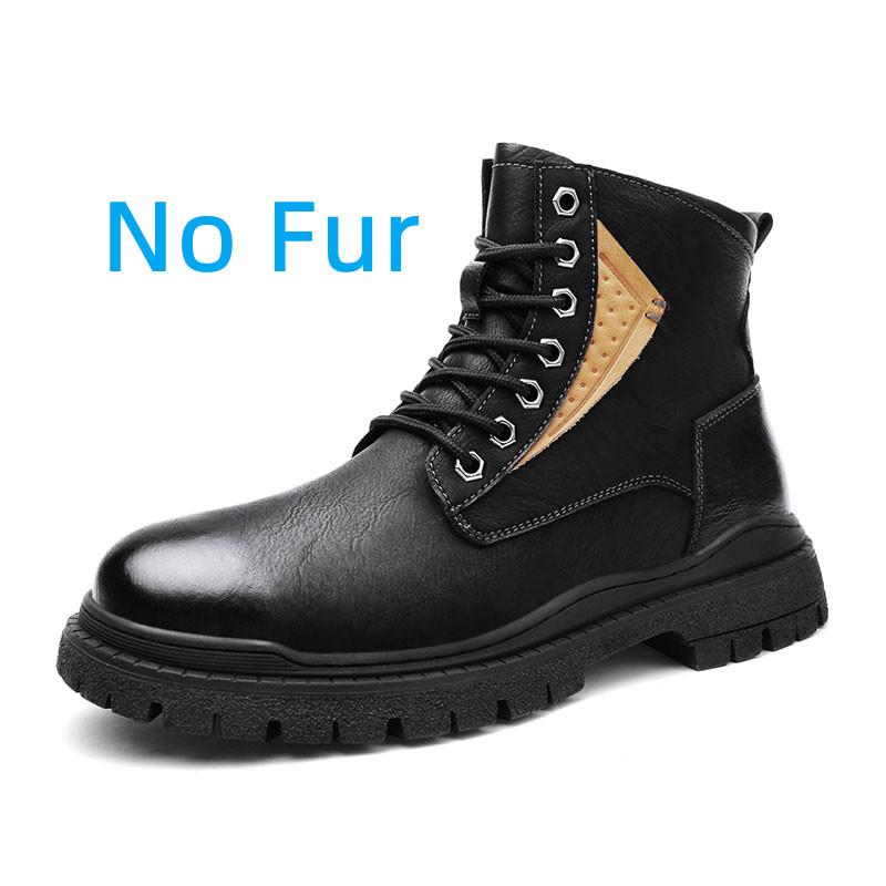 Fashion With Fur Leather Dress Business Men Men's Boots Ankle Genuine Leather Boots Men Winter Shoes Motorcycle Boots For Man