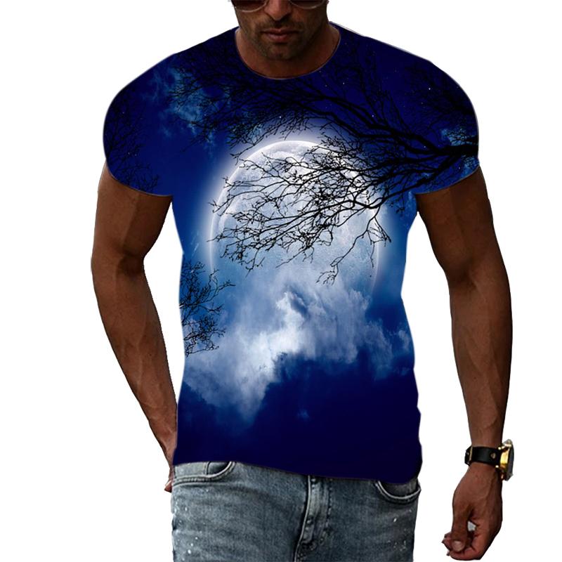 Summer Night Scene graphic t shirts Men Fashion Trend Creative Pattern T-shirt Hip Hop harajuku Handsome 3D Print t-shirts Tops