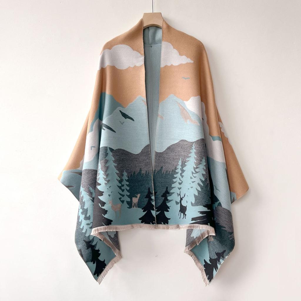 Imitation Cashmere Scarf Women'S Fashion Versatile Thickened Warm Long Scarf Shawl Fringed Decorative Scarf
