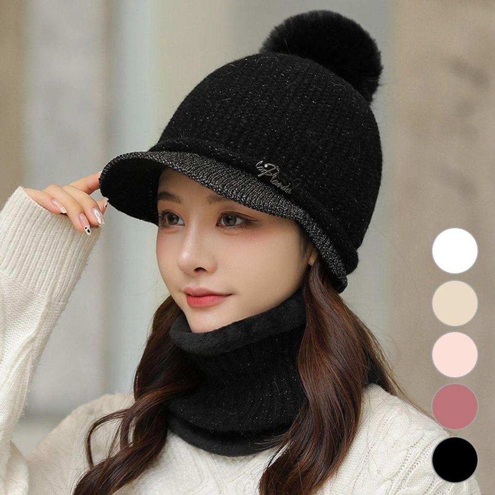 Knitted King-size Turtleneck Set, Warmer Set, Beanie Hat