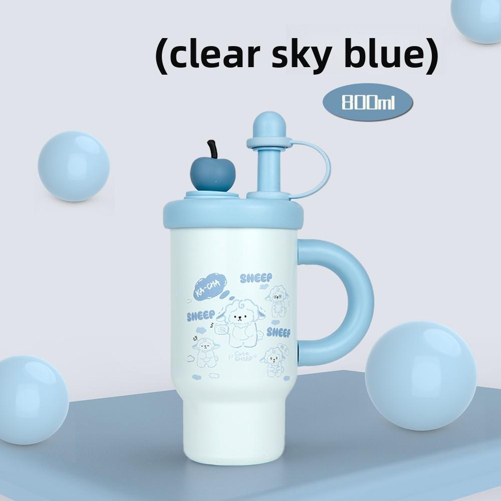 

800ml Travel Mug With Carrying Rope And Dropresistant Features For Students Sky Blue