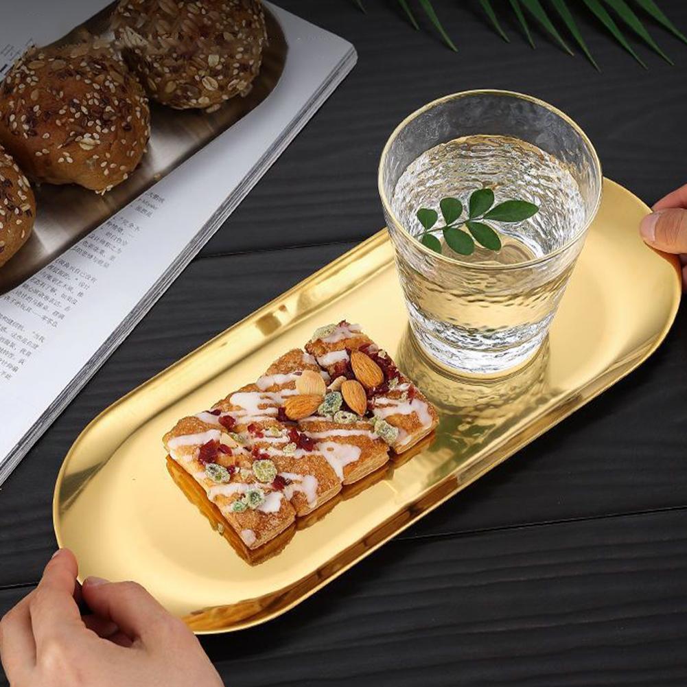 Plateau de Plaque de Grillade Ovale Acier Inoxydable Poli Miroir Plateau pour Rôtir la Viande Assiettes à Sushi Assiette à Fruits Plat à Dessert Pour Gâteau Dessert