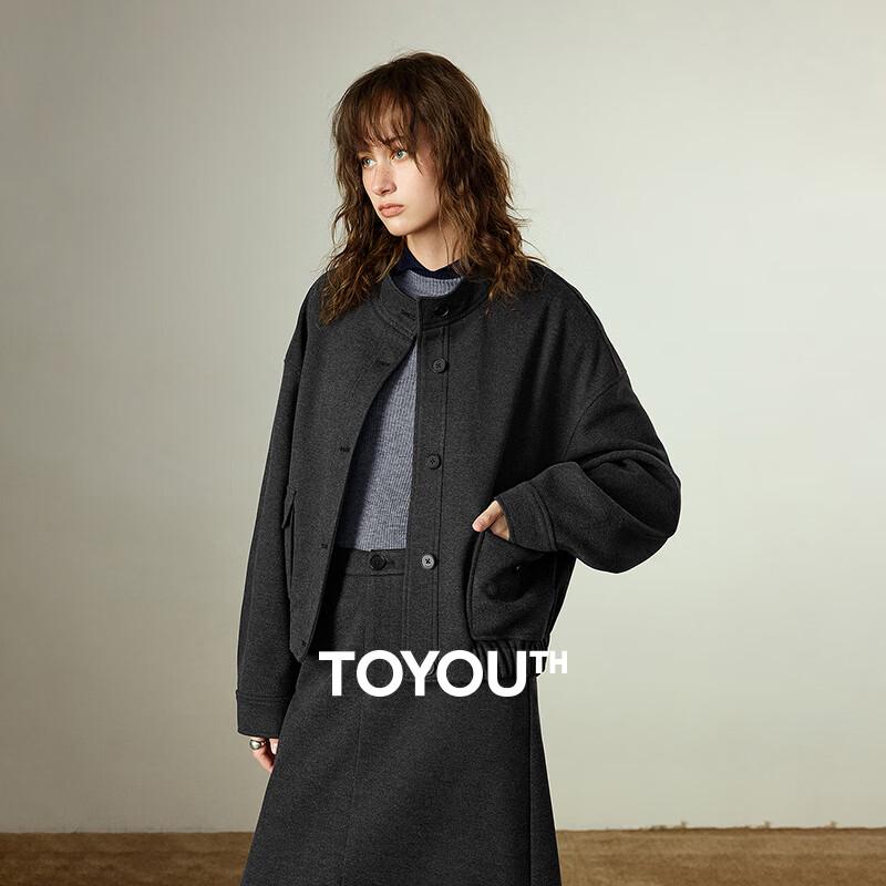 

Chuyu Women s 2025 Winter Stand Collar Wool Blend Loose Jacket M