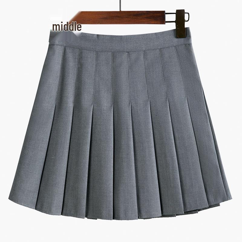 

2024 Women s Gray High-Waist A-line Pleated Skirt - Summer Slimming Academy Style M