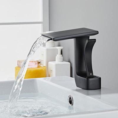 Tuqiu Black Faucet Bathroom Basin Faucets Hot Cold Sink Faucet Water Mixer Crane Deck Mounted Single Hole Bathroom Tap White