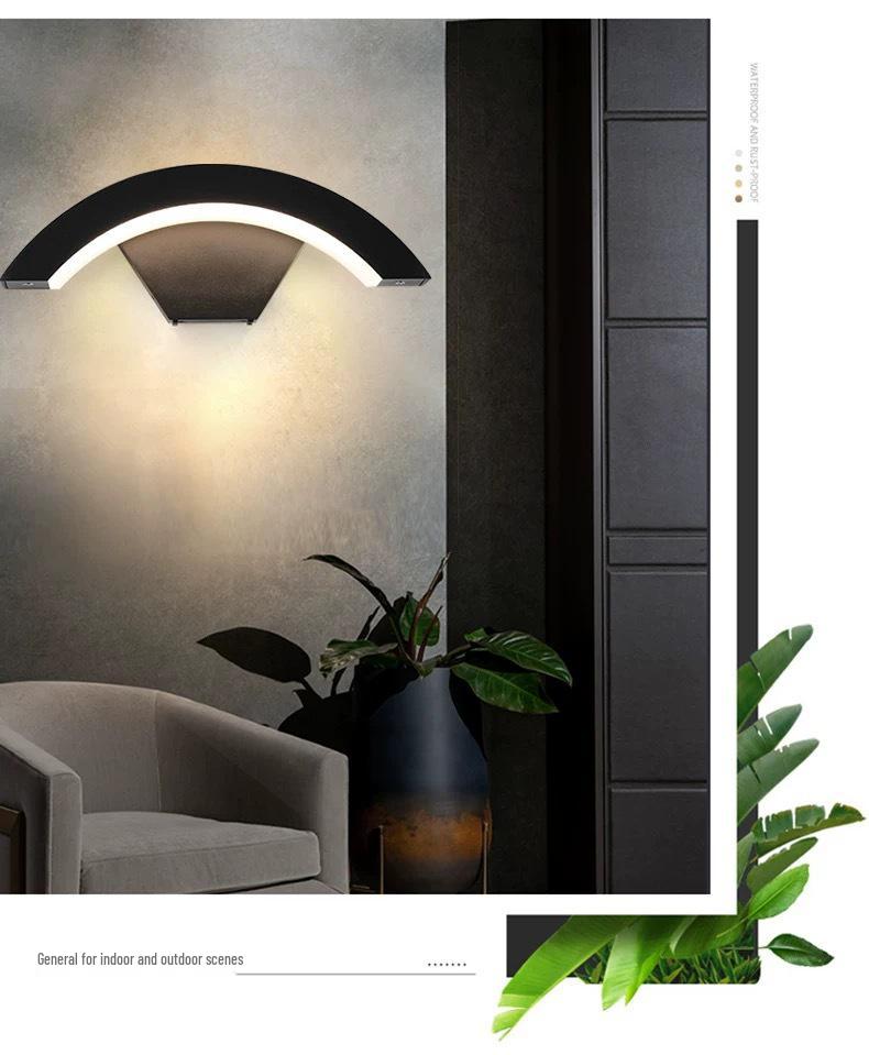 LED Waterproof Motion Sensor Wall Lamp for Outdoor/Indoor Use - Moon-Shaped Design for Courtyards, Balconies, and Doorways.