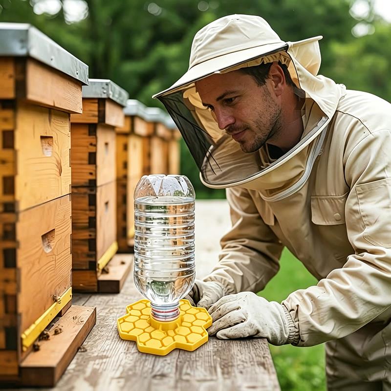 Bee Water Feeder, Garden Water Station , Compatible With Dia 2.8cm Bottles, Patio Beekeeping Supplies, Small-Hole Honeycomb Tray