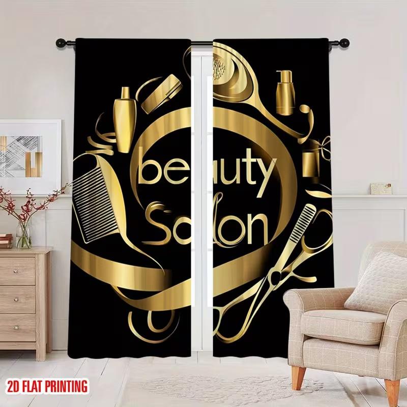 Set Of 2 Barber Shop Tools Print Curtains Suitable Bedroom Living Room Kitchen Decoration Home Curtain For Great Made Polyester
