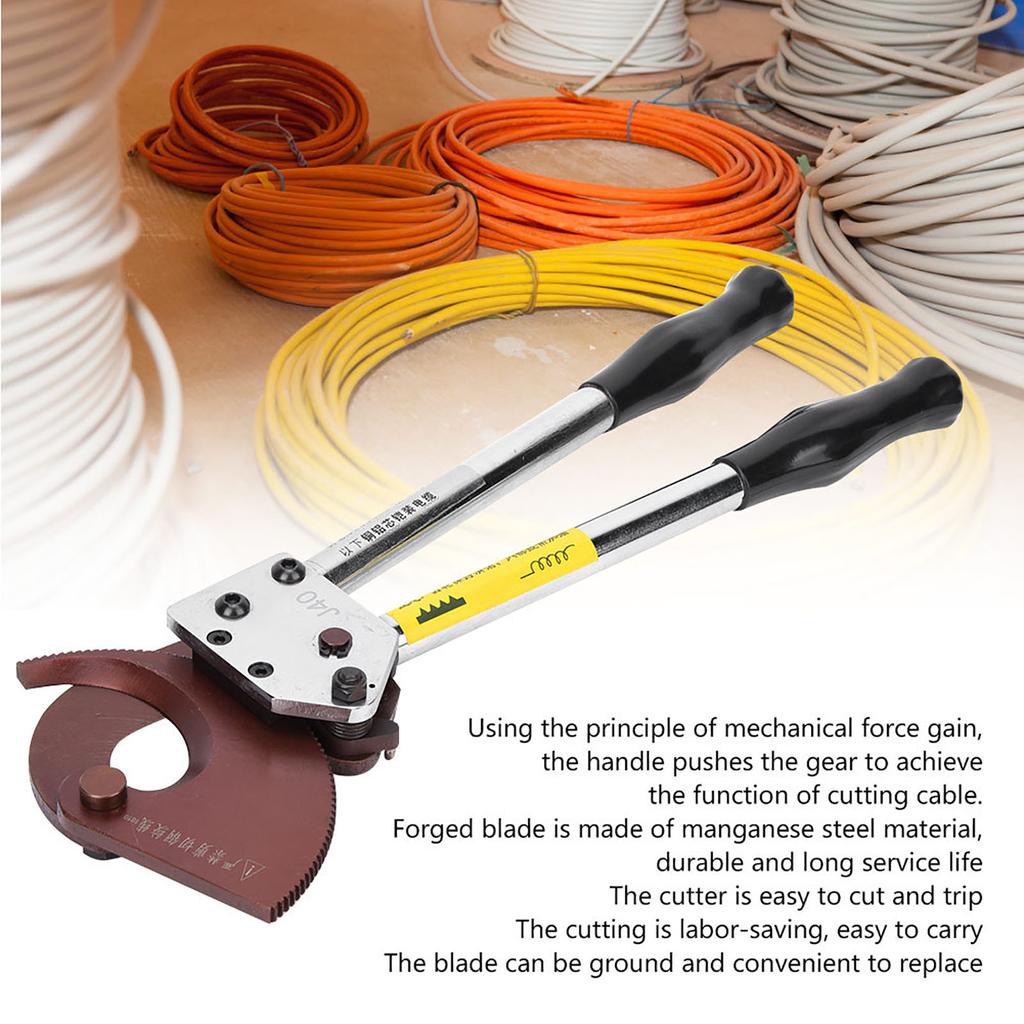 Manual Ratchet Cable Cutter Industrial Manganese Steel Blade Wire Cutting Hand Tool