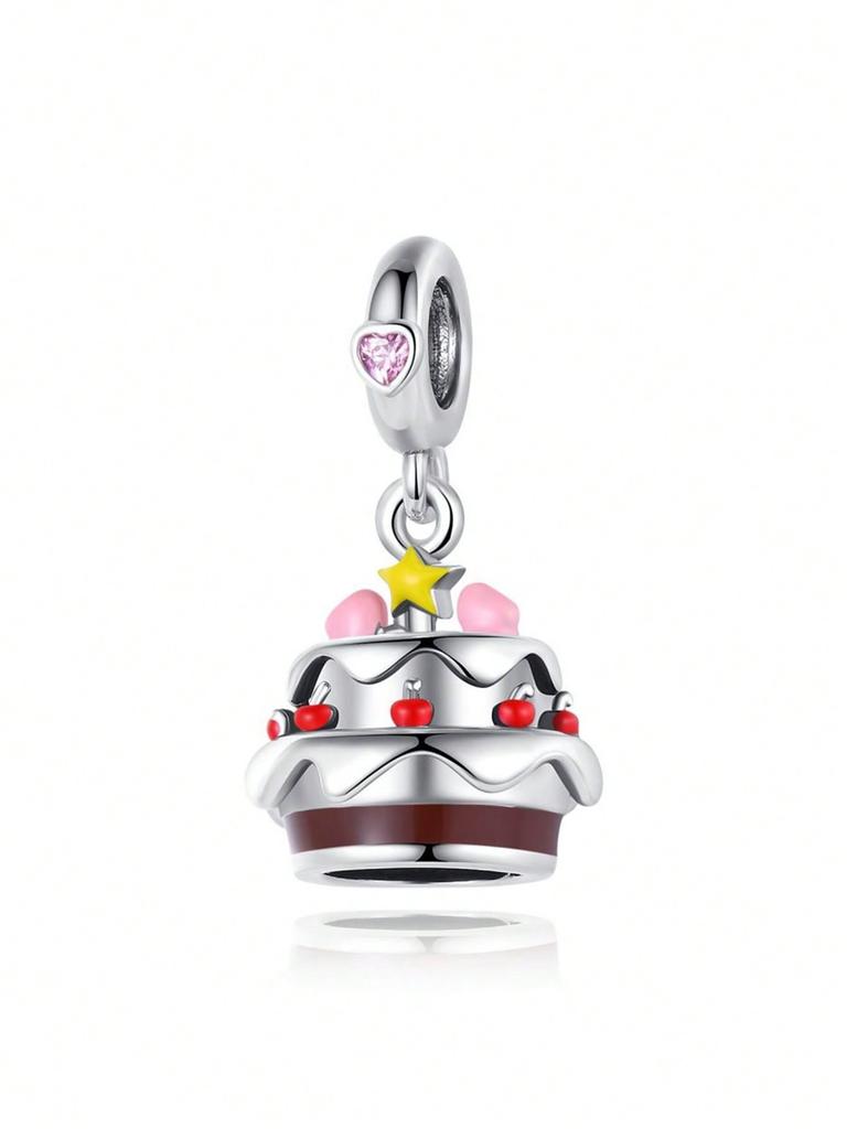 Charms Plata Copper Colors Fruit Dessert Cherry Cake Beads Charm Pendant For Original Bracelet For Women Diy Jewelry Love Gift