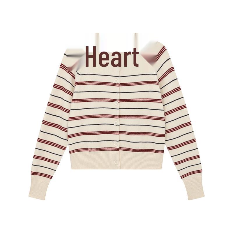 Women's Retro Color Block Striped Knit Cardigan - Spring/Autumn 2026, Loose Casual Fit