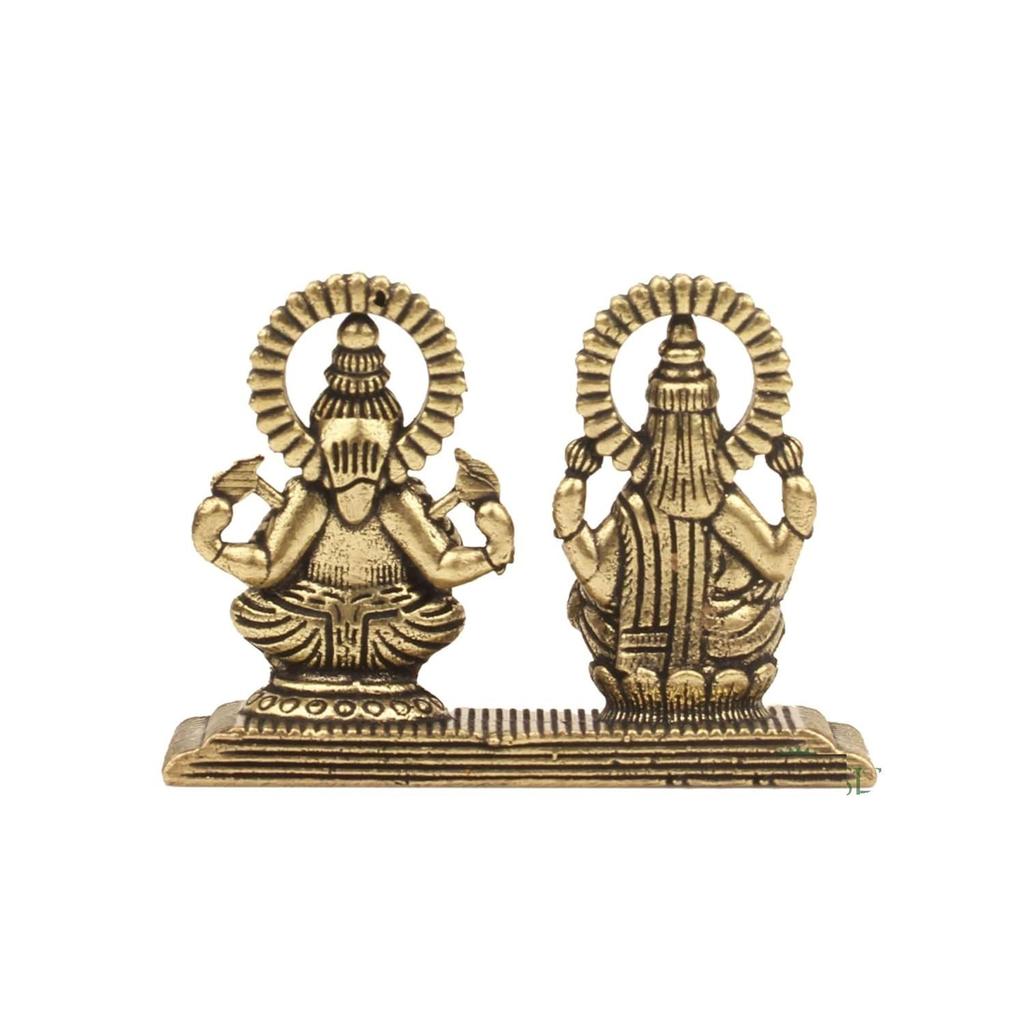 Brass Laxmi Ganesha Idol for Good Luck & Worship | 1.5" Small Hindu God Statue Figurine Perfect