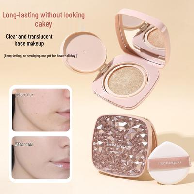 Hua Tang Star Diamond Long-Lasting Cushion Foundation & Concealer: Brightens, No-Transfer, Light, Close-Fit BB Cream Color Makeup.