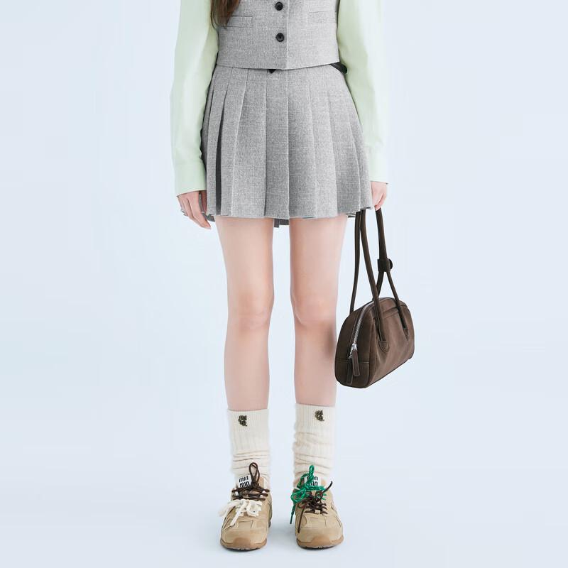 LEDIN Pleated A-Line Mini Skirt S
