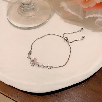 Zircon Butterfly Bracelet Girls Light Luxury Niche Girlfriends Student Bracelet Pull-up Adjustable Jewelry
