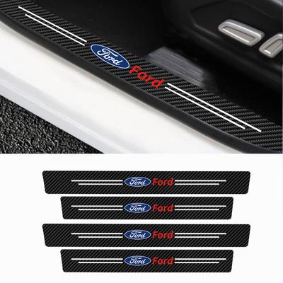 4Pcs Leather Car Door Sill Anti-Scratch Protector Sticker Accessory For Mk7 Focus 2 Mk3 Mondeo C-Max Fusion Ranger Escort