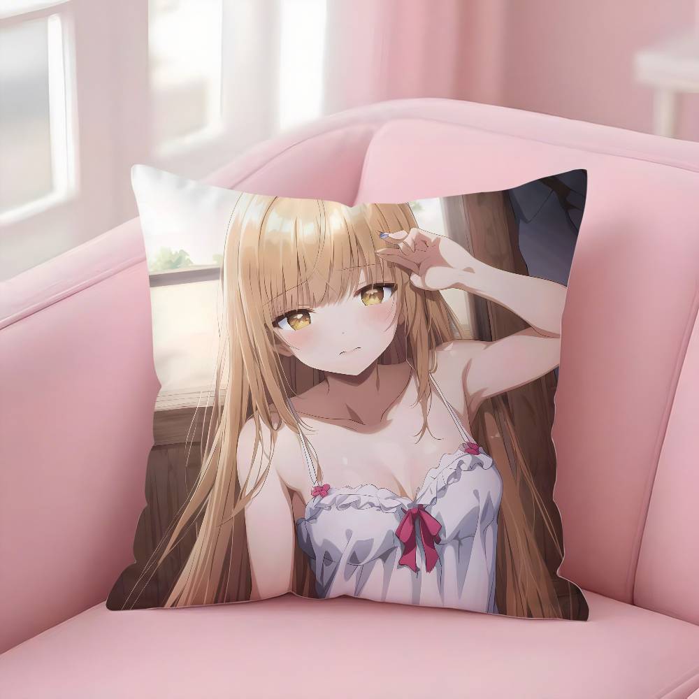 Anime M-My Next Door GirlS Pillow Case Soft Plush Fabric Double Sided Print Decorative Home Living Room Gift Cushion Cover