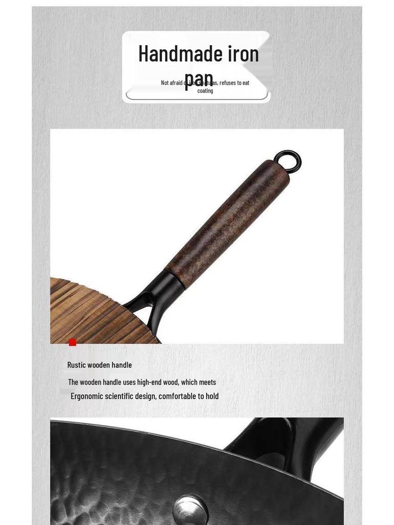 Zhangqiu Forged Iron Non-stick Wok for Induction & Gas Stoves