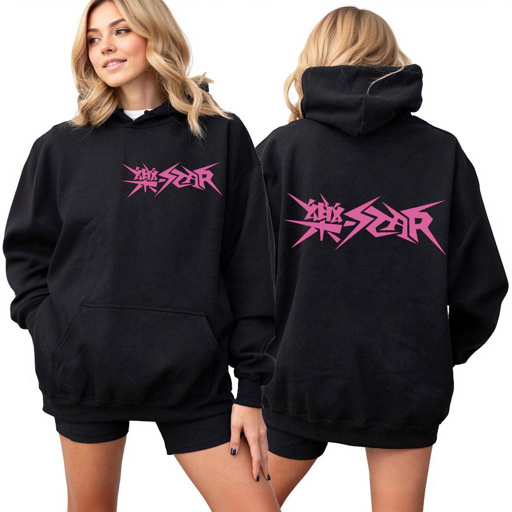 Roupa Casual Feminina da Moda Fato de Treino Top de Manga Comprida Moletom com Capuz Estampado