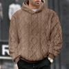 Mens American Casual Loose Fleece Lined Jacquard Hooded Pullover Sweatshirt