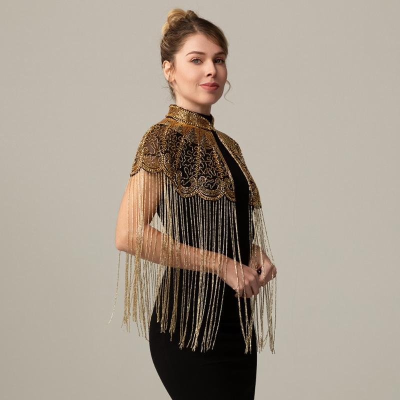 Luxury Long Tassels Indian Shawl with Beadwork And Soft Polyester Fabric Bohemian Fringe Evening Wrap