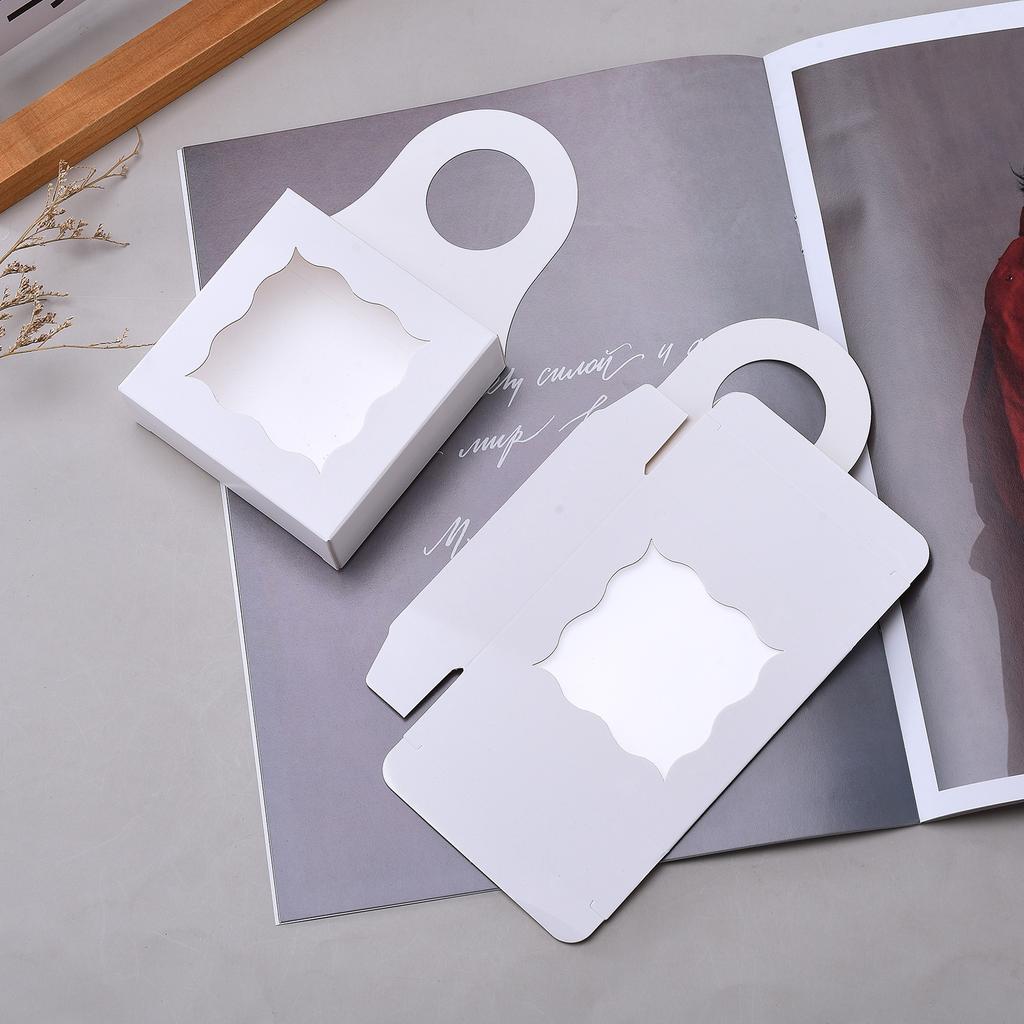 25pcs Wine Bottle Box with Visible Window Collapsible Bottle Hanger Favor Box White