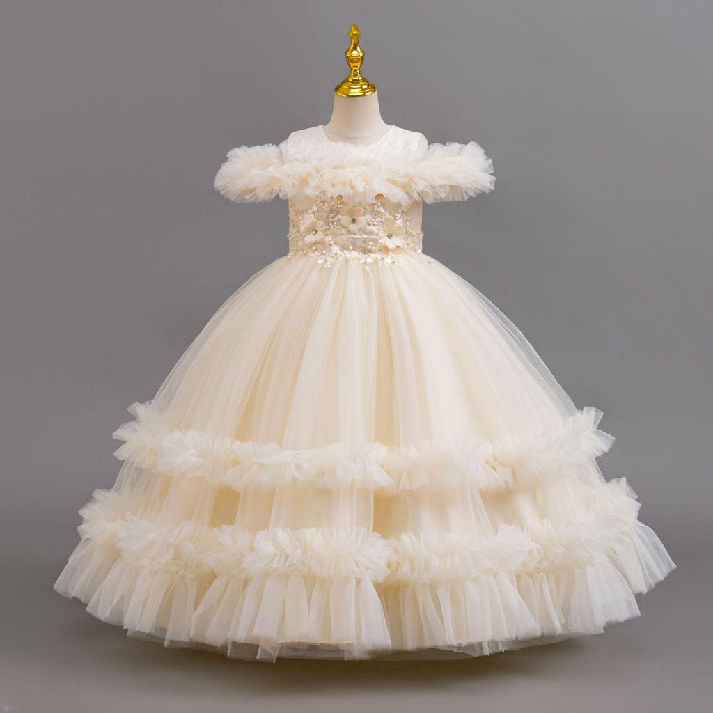 Girls' Puffy Princess Dress – Flower Girl & Piano Performance Formal Wear