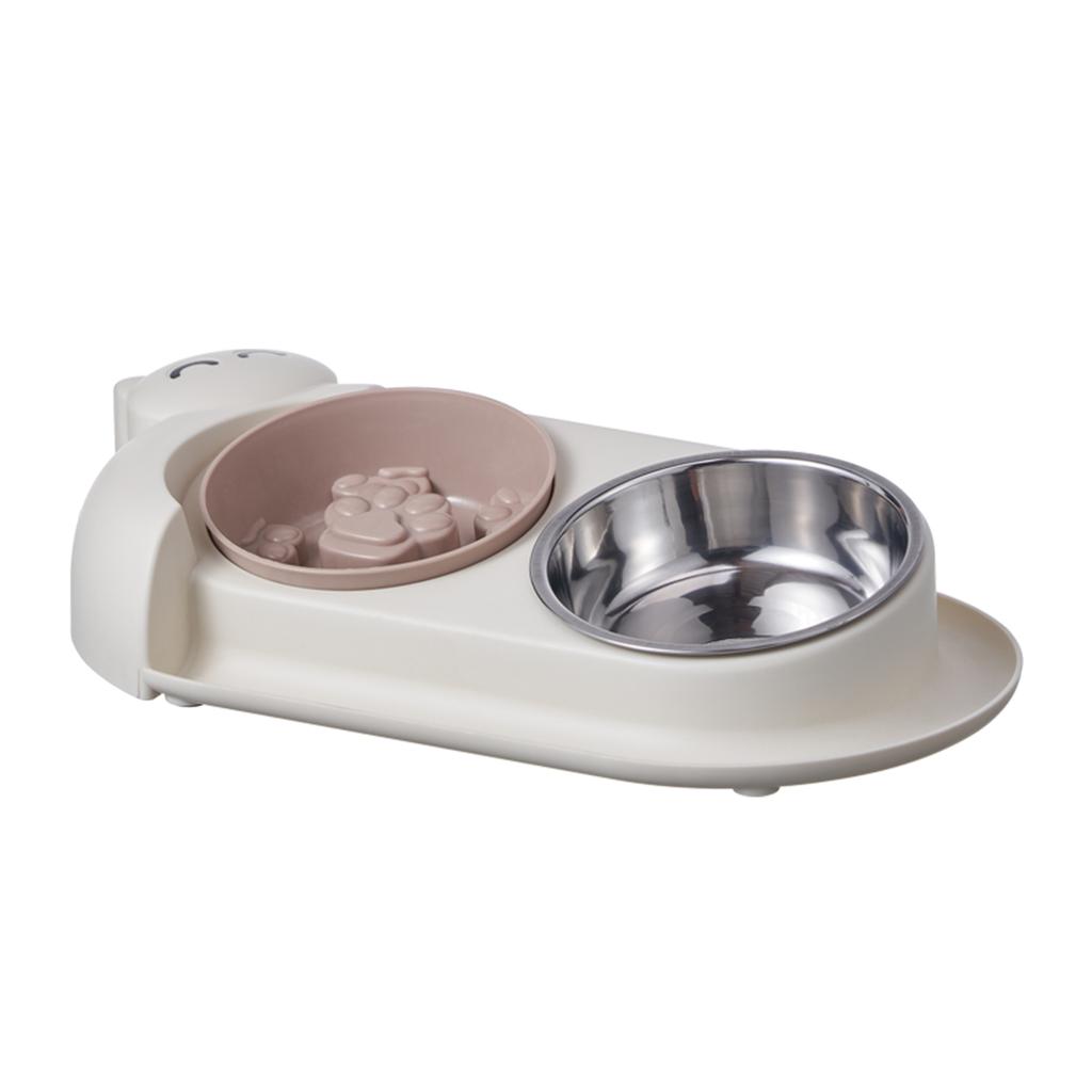 One Piece Multifunctional Pet Double Bowl Cartoon Containing Stainless Steel Bowl Pet Food Utensils Pet Feeding Water Feeding