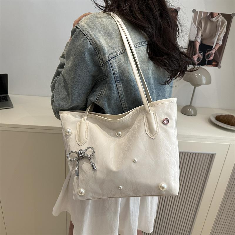 Slack Sweet Bow Women's New Class Bag Popular Shoulder Bag Large Capacity Tote Bag