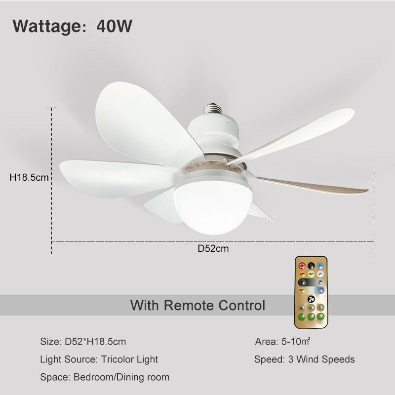 30/40W Silent Motor Ceiling Fan Light With Remote Control Suitable For Study Room Kitchen Dining Room Tricolor Light Ceiling Fan