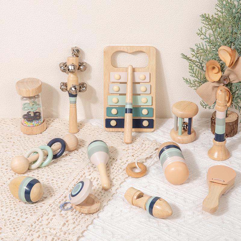 Children's Musical Wooden Rattle Toy Set for Early Education and Gift