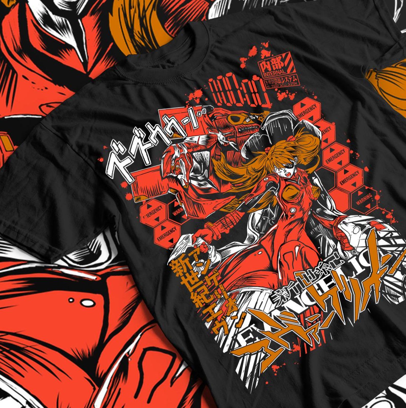 Eva Unit 01 Japanese Black T-shirt All Size L