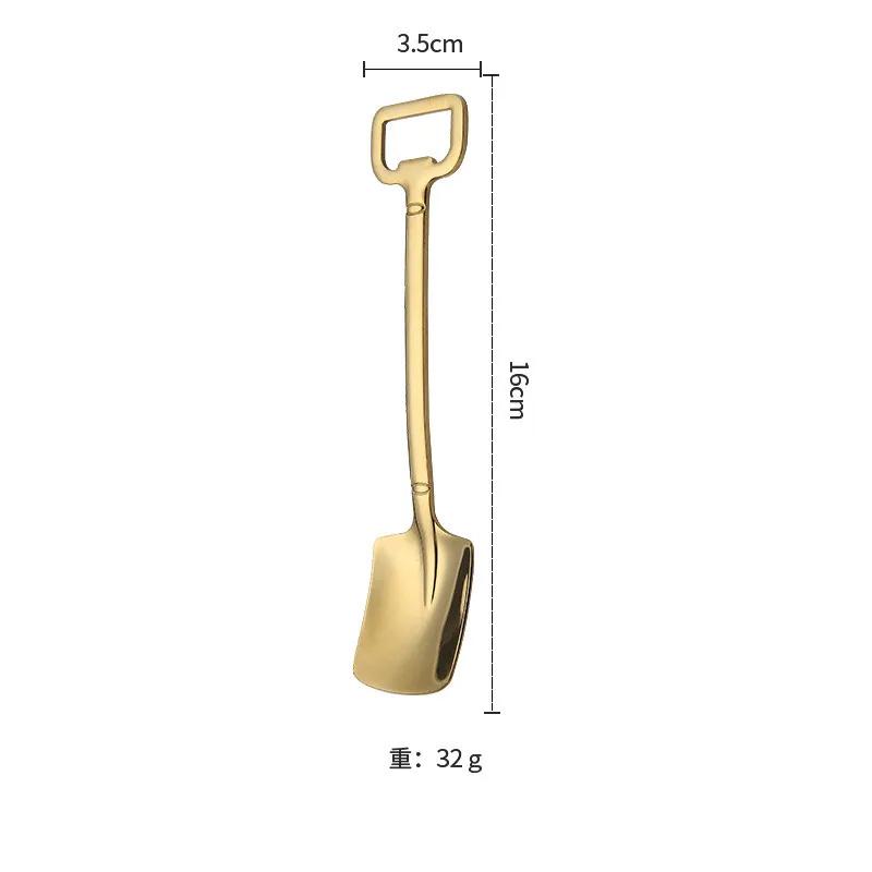 1Pc Spade Spoon Stainless Steel Creative Retro Dessert Spoon Watermelon Square Shovel Ice Cream Heart Shape Spoon Bottle Opener
