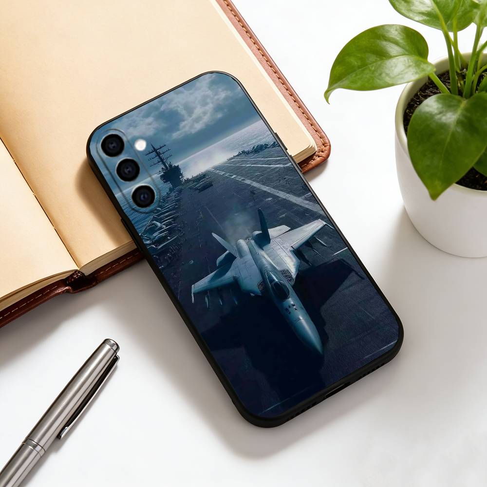 

Military Aircraft Warship Fighter Phone Case Black Silicone Soft For Samsung Galaxy A73,A72,A71,A70,A53,A52,A51 Samsung a72