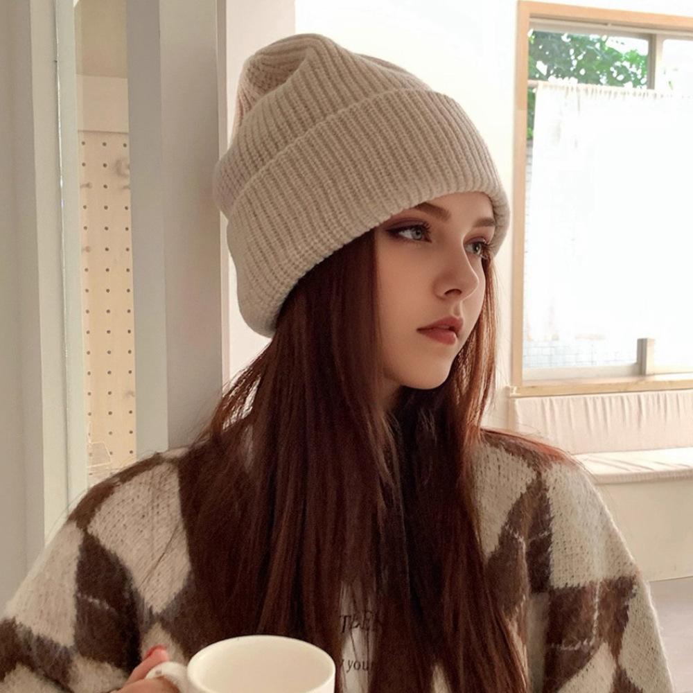 European and American Wool Hats In Autumn and Winter Solid Color Simple Men's Warm Plus Velvet Thickened Outdoor Sports Knit Hat