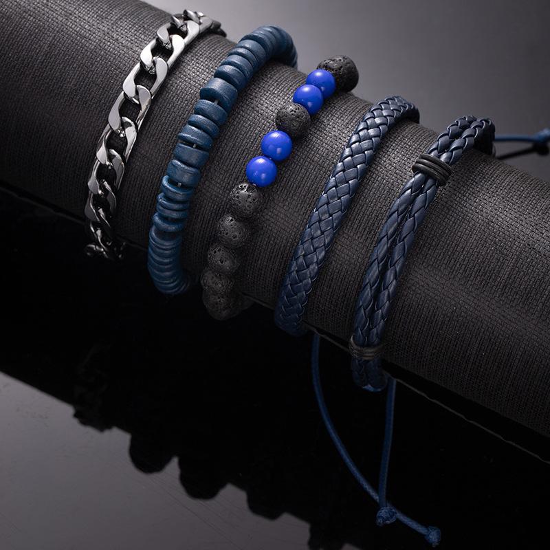

Adjustable Bracelet Creative Stacking 5-Piece Set Of Hand-Woven Men S And Women S Multi-Layer Leather Bracelet