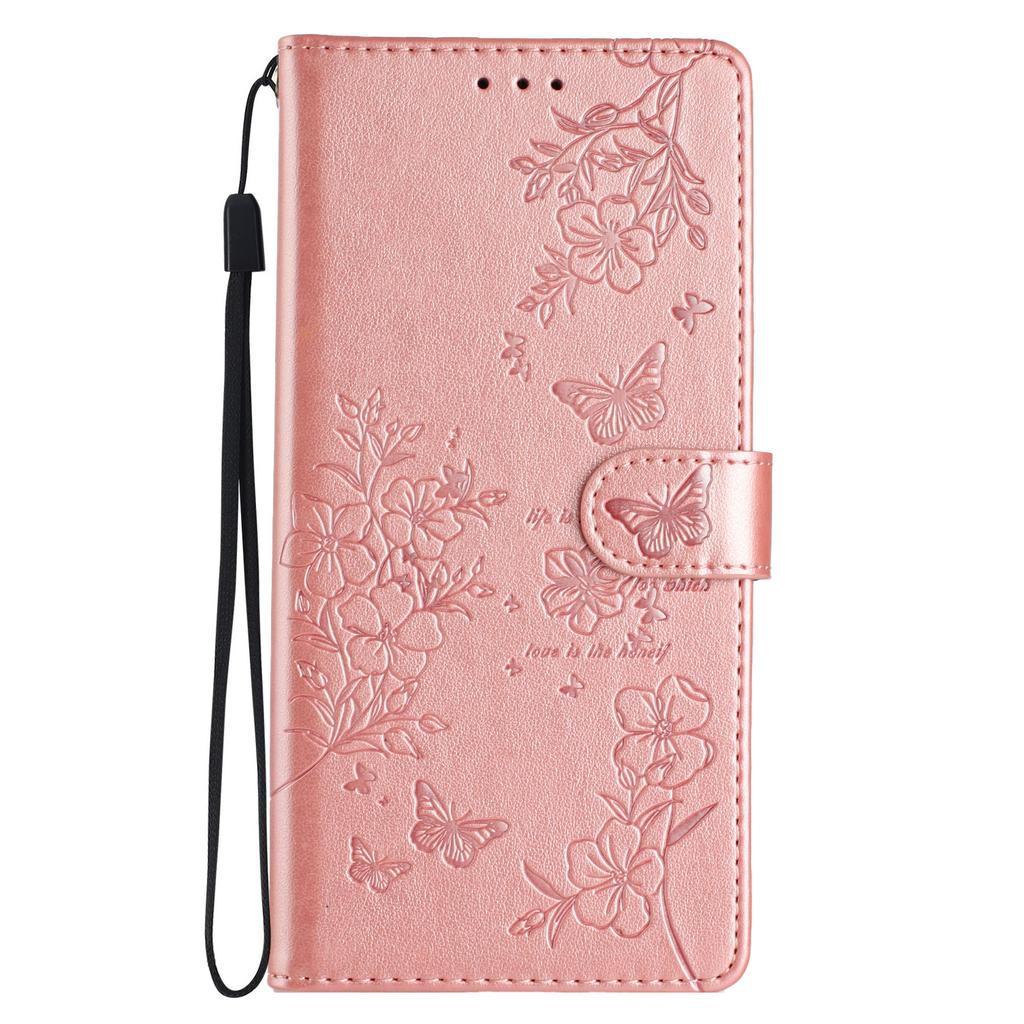 For Honor 400 Lite 5G Wallet Phone Case Butterfly Floral Imprint Leather Flip Cover with Strap