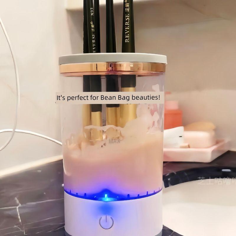 

Makeup Brush Washing Machine! Cleaning Makeup Brush Electric Makeup Brush Cleaner Automatic Powder Puff Beauty Blender Cleaning Tool Immersive Wash Brush Handy Gadget White