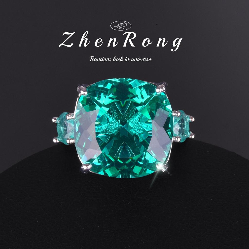 Fashion Square Red Corundum Zircon Sets Luxury Elegant Cocktail Party Three-piece Zircon Set Rings Stud Earrings Necklaces