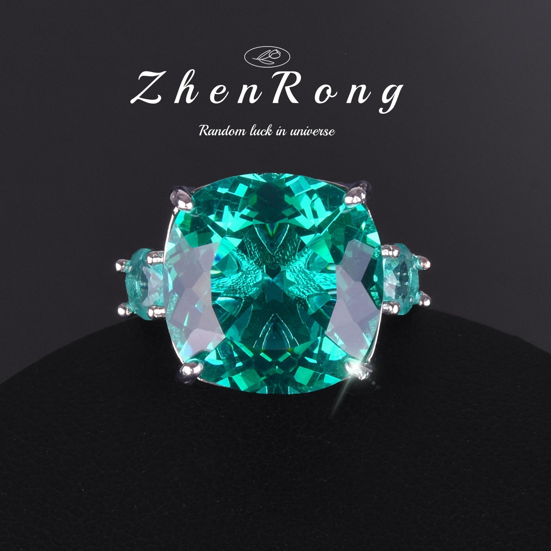 

Fashion Square Red Corundum Zircon Sets Luxury Elegant Cocktail Party Three-piece Zircon Set Rings Stud Earrings Necklaces resizable