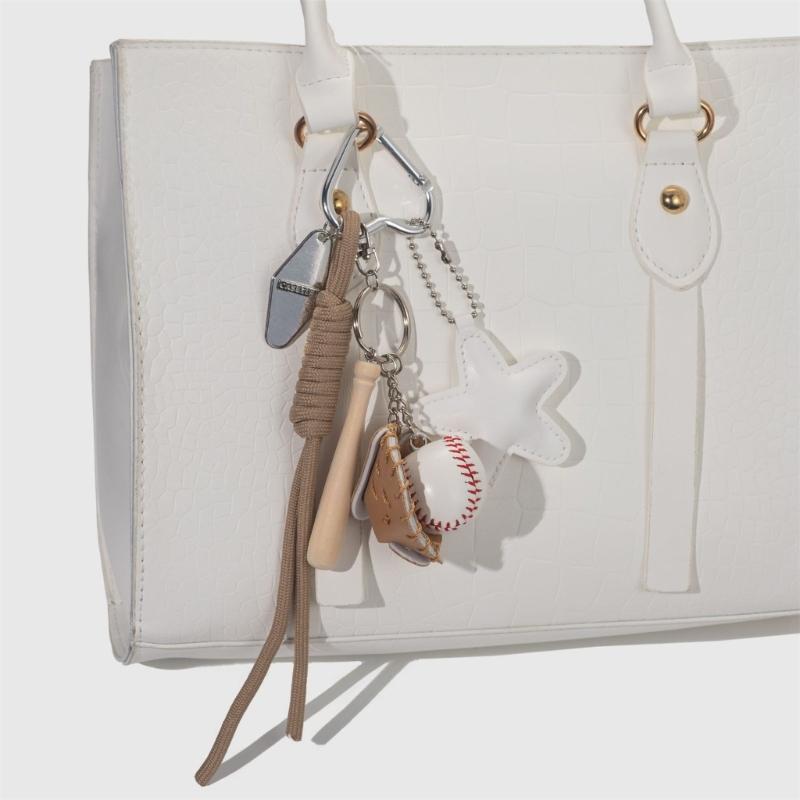 Braided Rope Keychain Star Baseball Bag Pendant Charm Fashion Backpack Accessories for Handbag,Purse Decorations Gifts